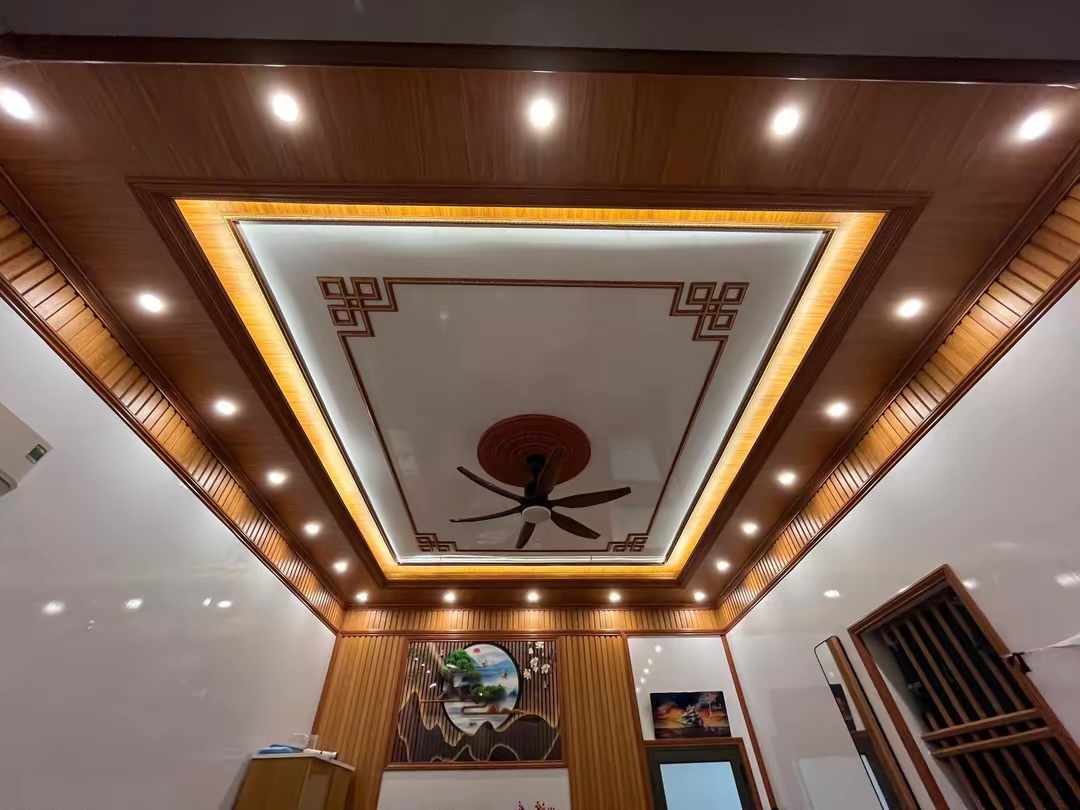 trần nhựa giật cấp đẹp phòng khách